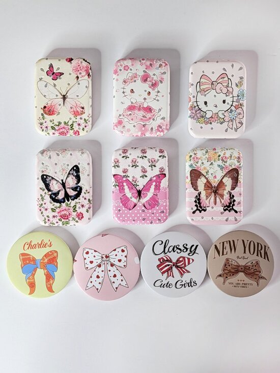 No Brand Accessories - GIVEAWAY - FASHION COMPACT with Double Mirror - BUTTERFLY, CAT or RIBBON Design